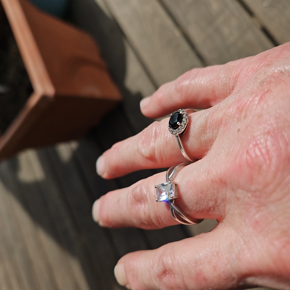 2 rings size 7 white gold& diamond